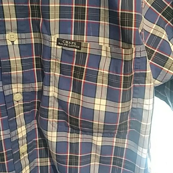 LARGE SHORT SLEEVE CHAPS RALPH LAUREN PLAID SHIRT - Picture 2 of 3